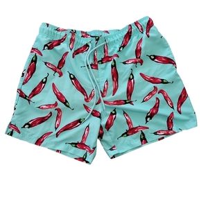 3/$30 EUC George men's hot red chilli pepper summer short trunk, green & red